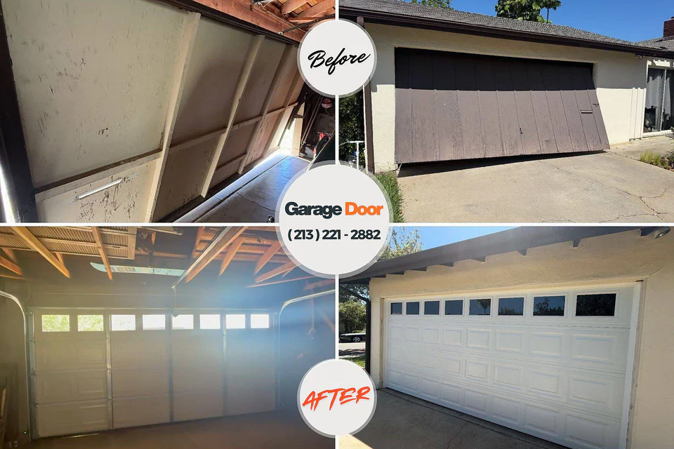 Before and after: garage door repair Piedmont, OK